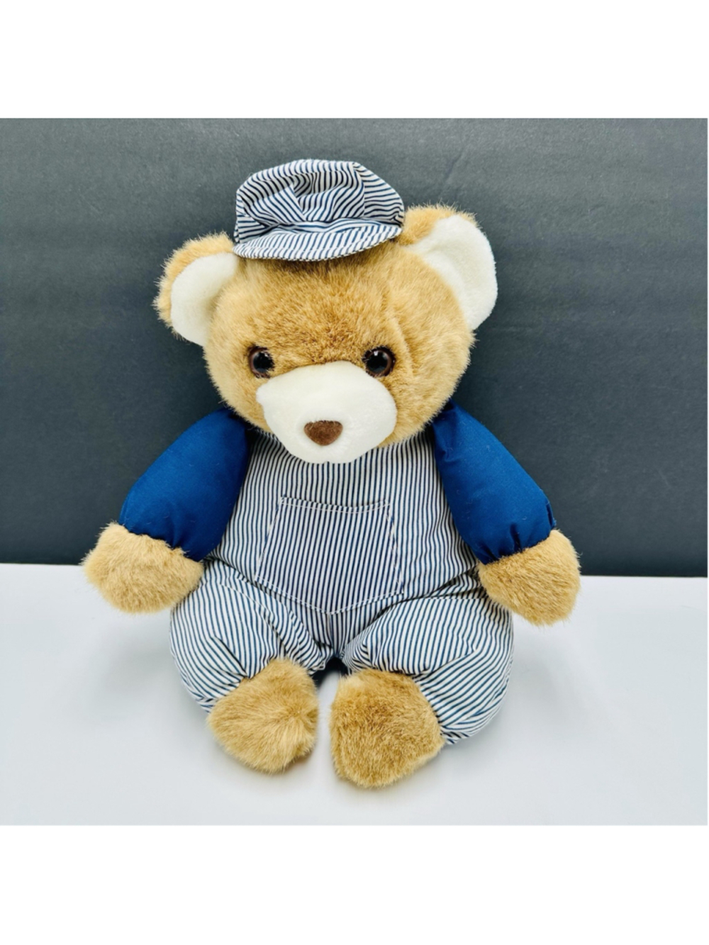 Playful Pals Mervyn's Brown Teddy Bear 13 Inch Train Conductor Stuffed Plush HTF